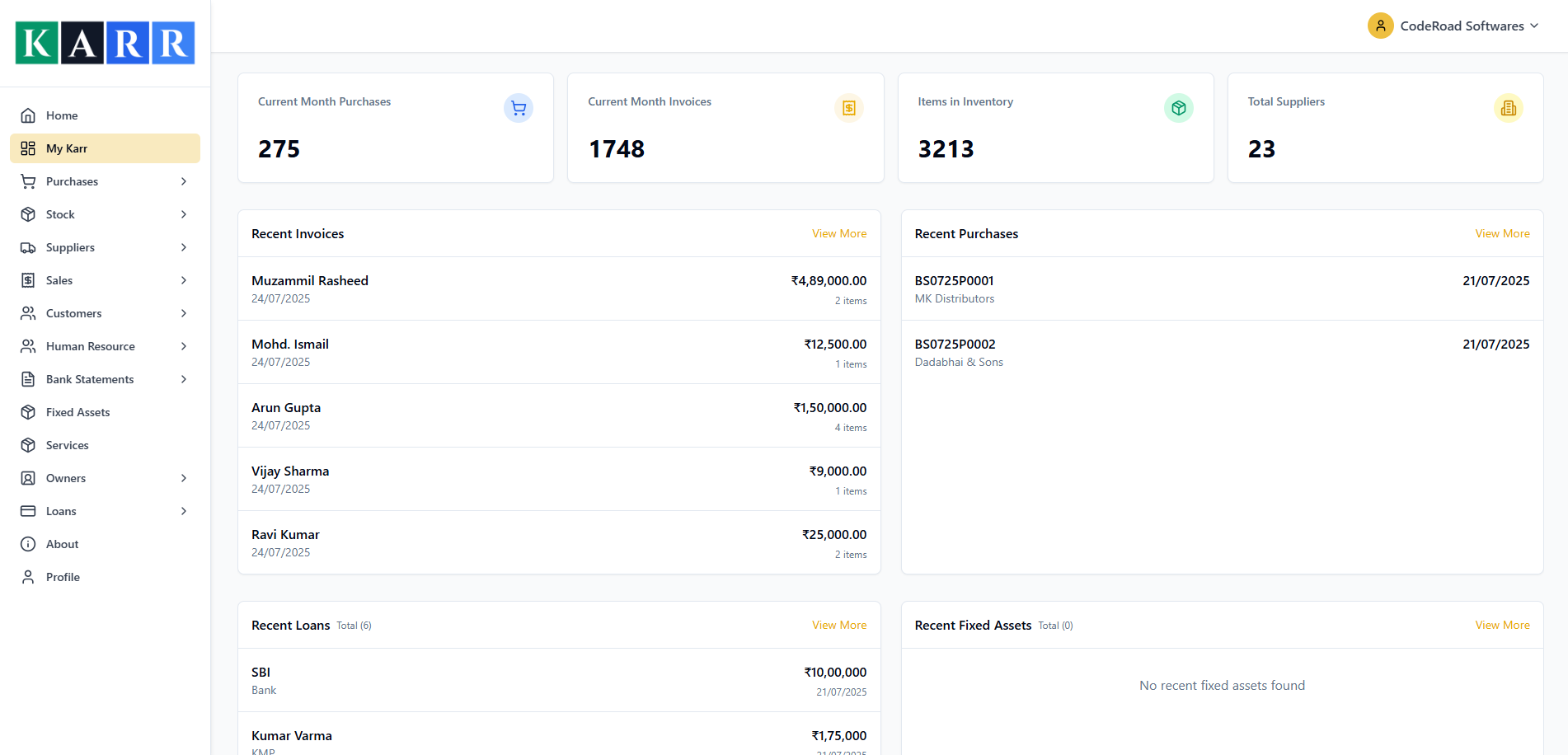 Karr dashboard